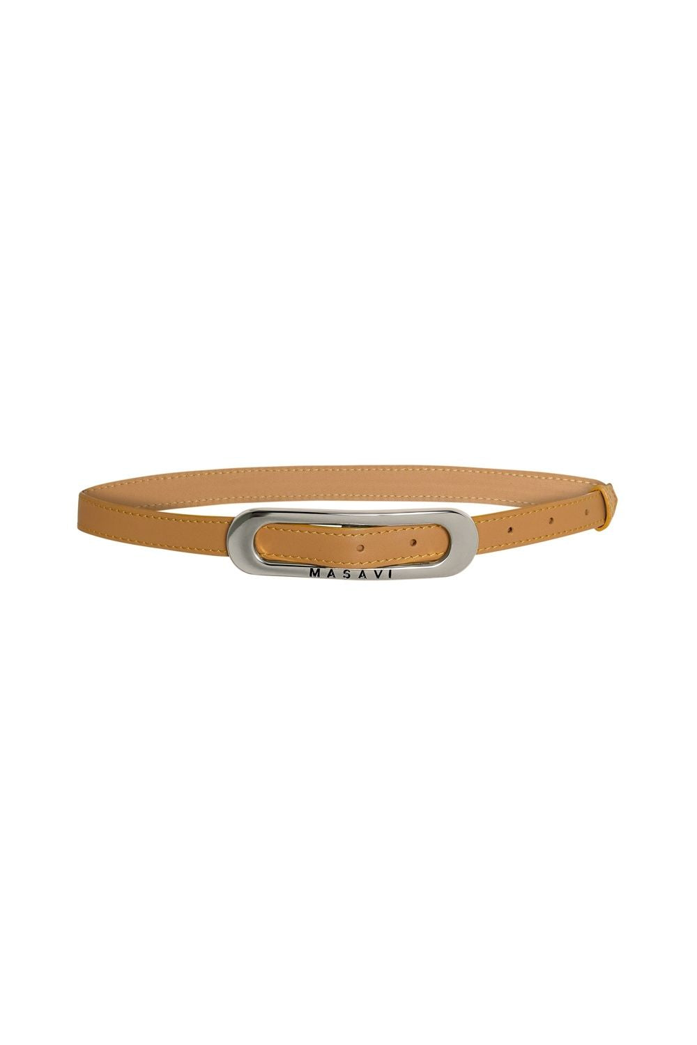 CINTURON PIEL CAMEL PLATA