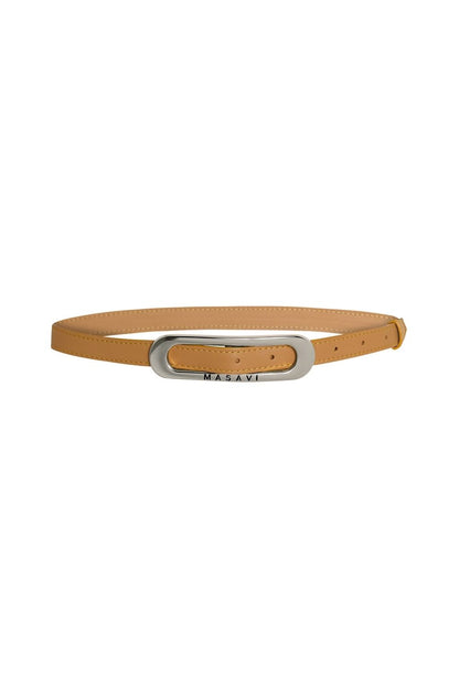 CINTURON PIEL CAMEL PLATA