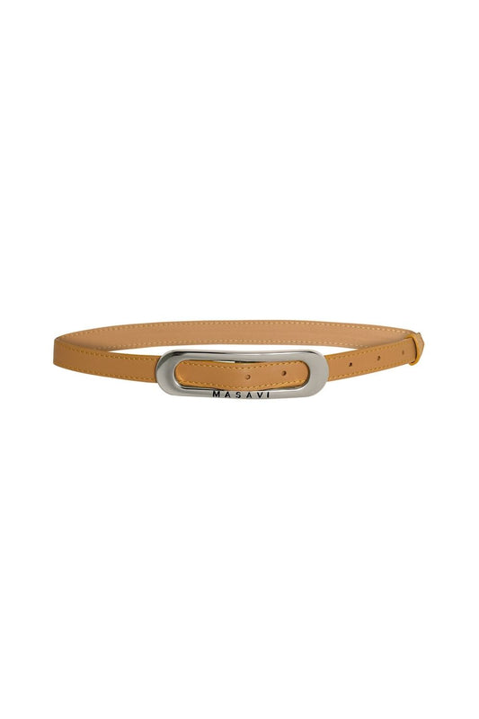 CINTURON PIEL CAMEL PLATA
