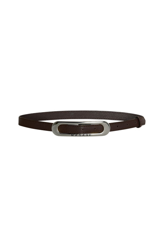 CINTURON PIEL MARRON PLATA