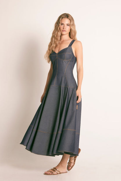 VESTIDO MIDI VAQUERO