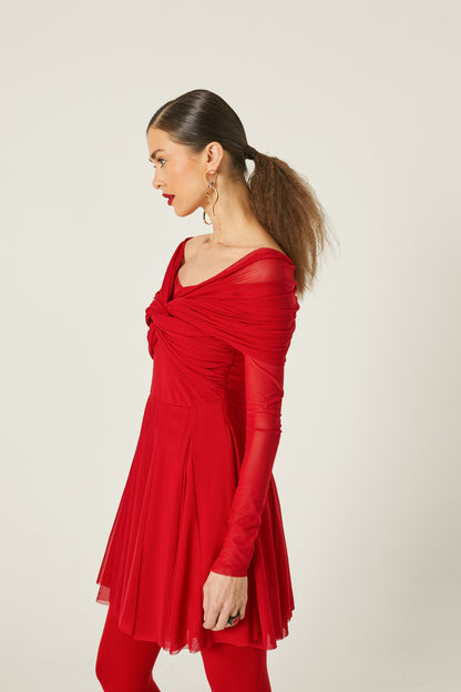 Vestido Corto Tull Rojo