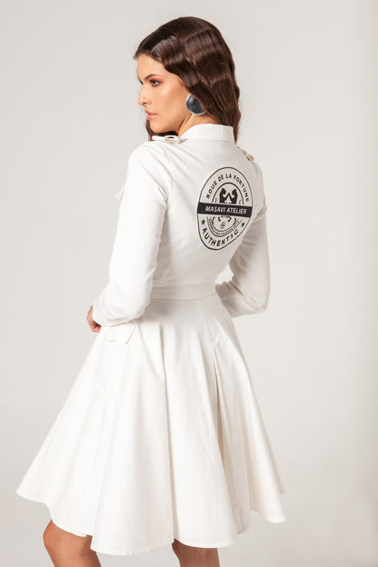 Vestido Sarga Midi Beige