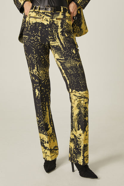 Pantalon Cremalleras Estamapado Oro