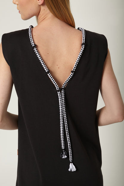 Vestido corto salsa cordones negro