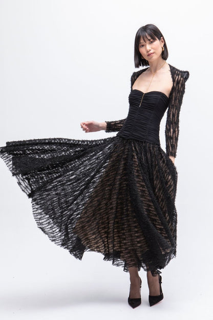 VESTIDO LARGO TULL POESIA NEGRO