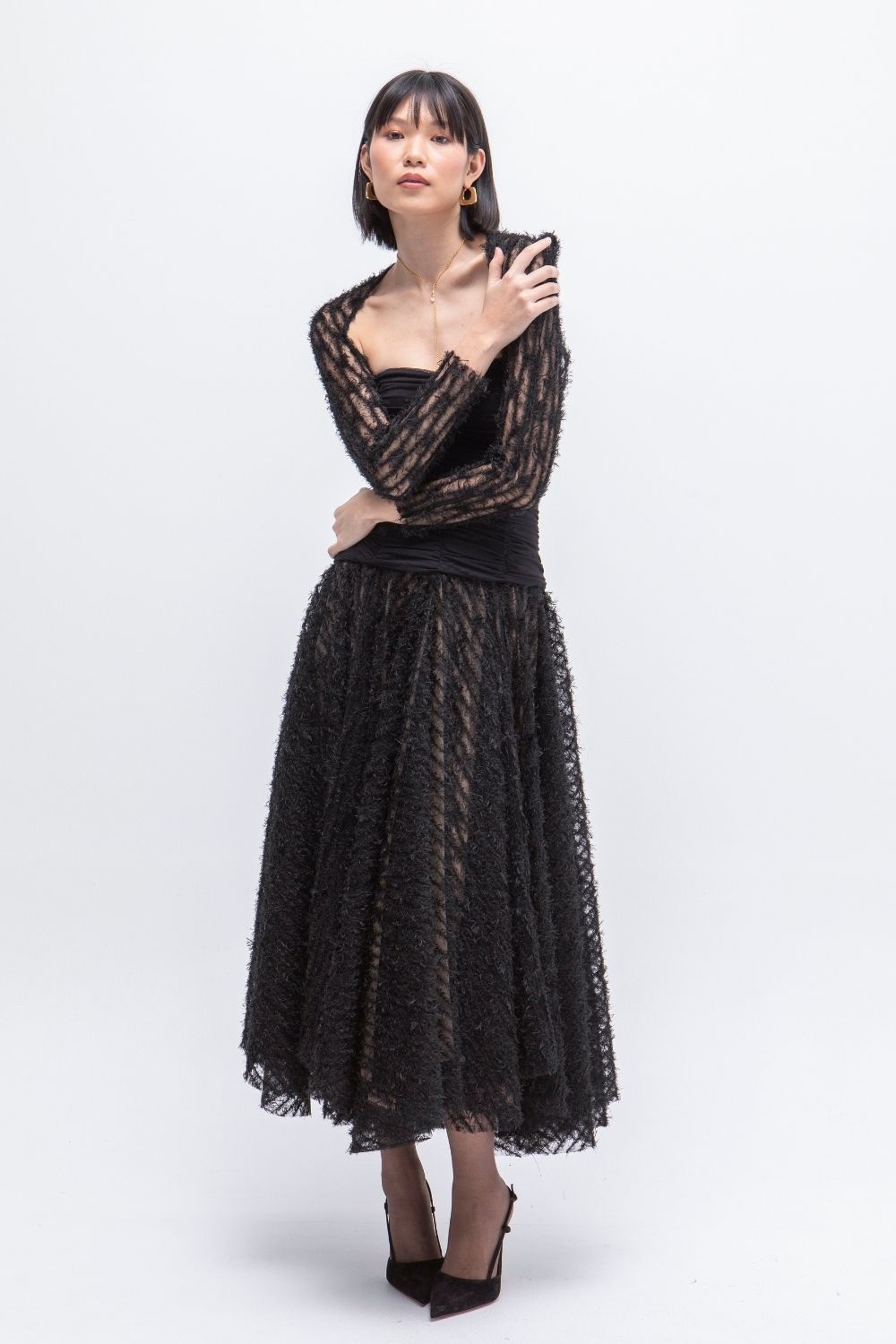 VESTIDO LARGO TULL POESIA NEGRO