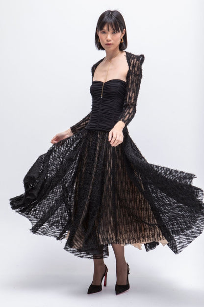 VESTIDO LARGO TULL POESIA NEGRO