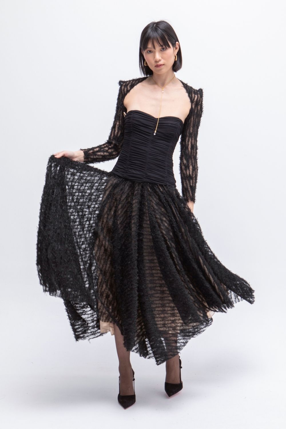 VESTIDO LARGO TULL POESIA NEGRO