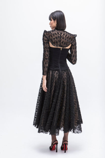 VESTIDO LARGO TULL POESIA NEGRO