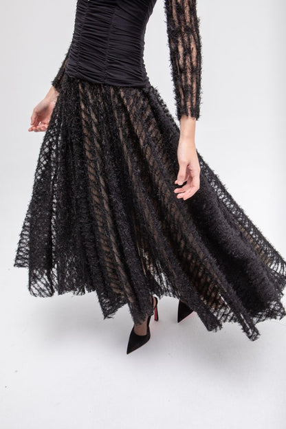 VESTIDO LARGO TULL POESIA NEGRO