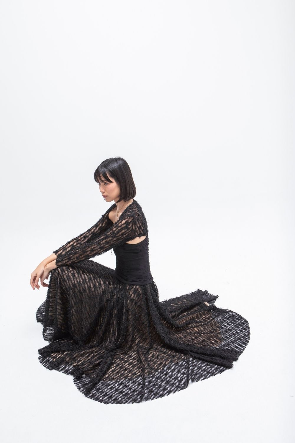 VESTIDO LARGO TULL POESIA NEGRO