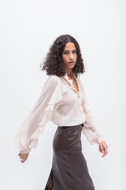 BLUSA VOLANTES CAPRI NUDE