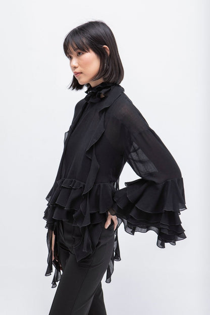 BLUSA VOLANTES GVL NEGRO