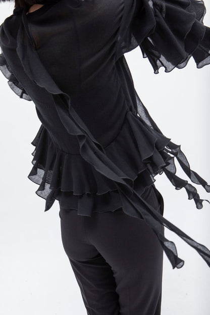 BLUSA VOLANTES GVL NEGRO
