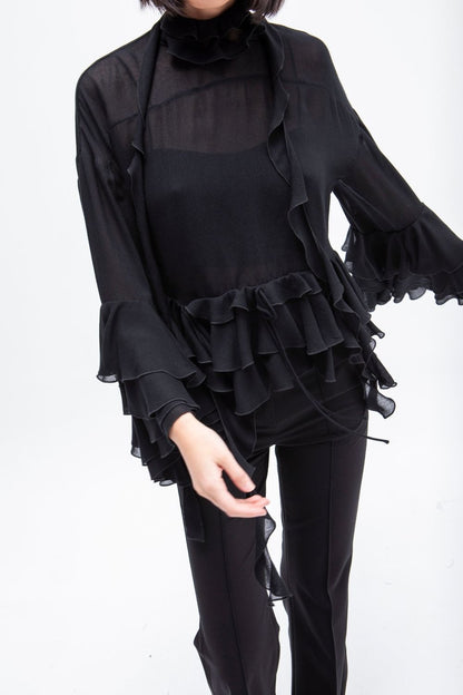 BLUSA VOLANTES GVL NEGRO
