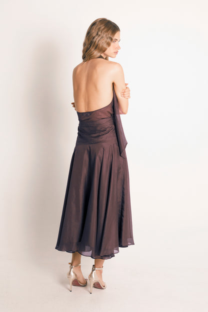 FALDA MIDI BARE BROWN