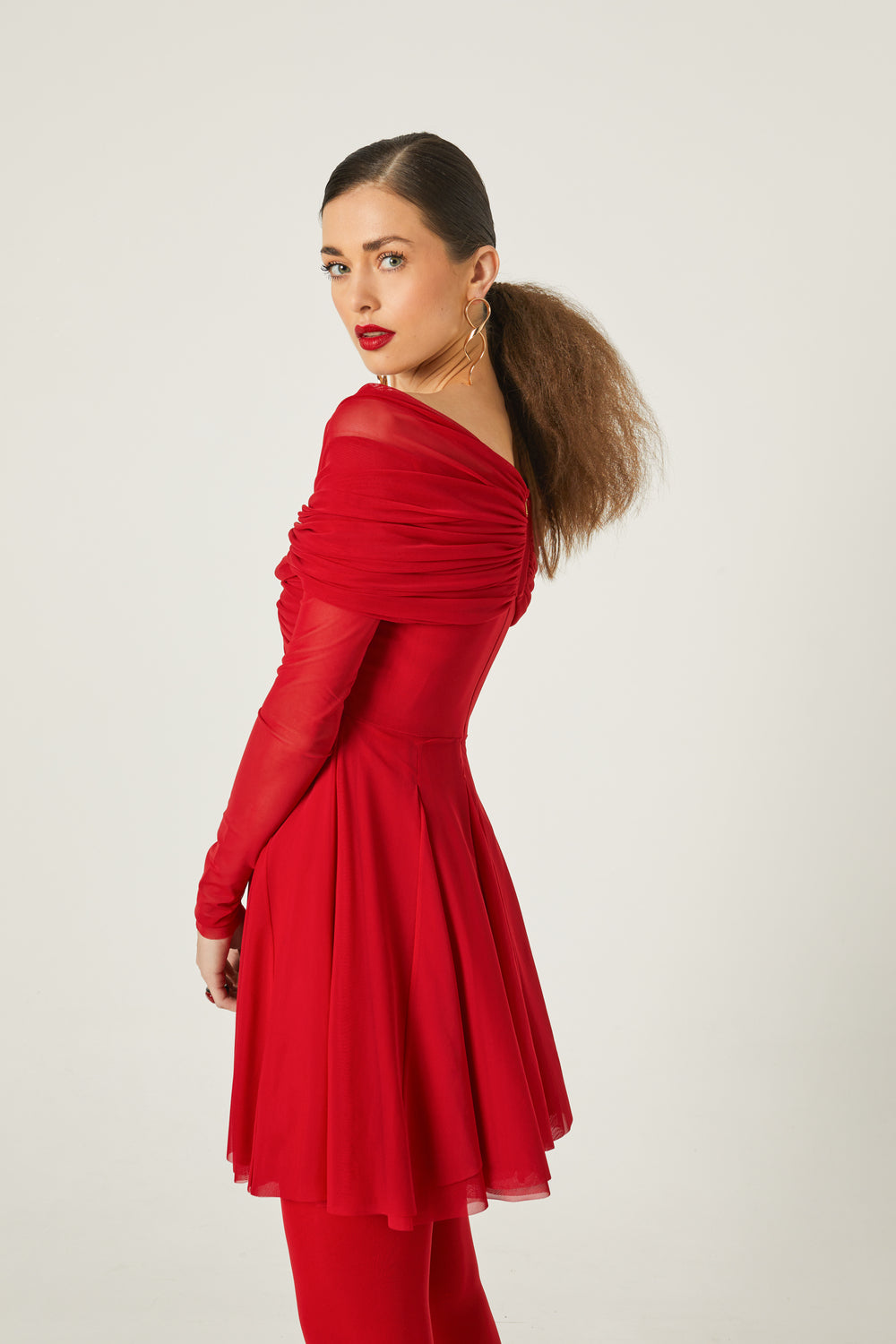 Vestido Corto Tull Rojo