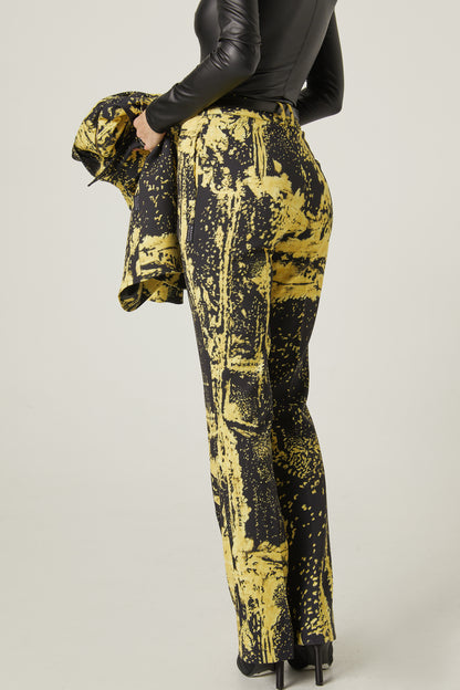Pantalon Cremalleras Estamapado Oro