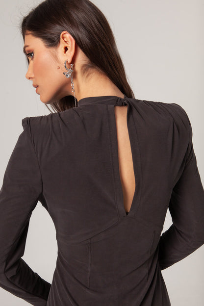 Vestido Punto Rib Gris