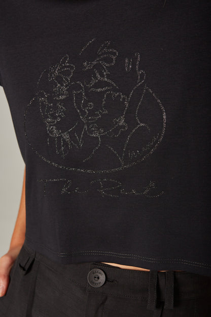 Camiseta Punto Logo Caras Negro