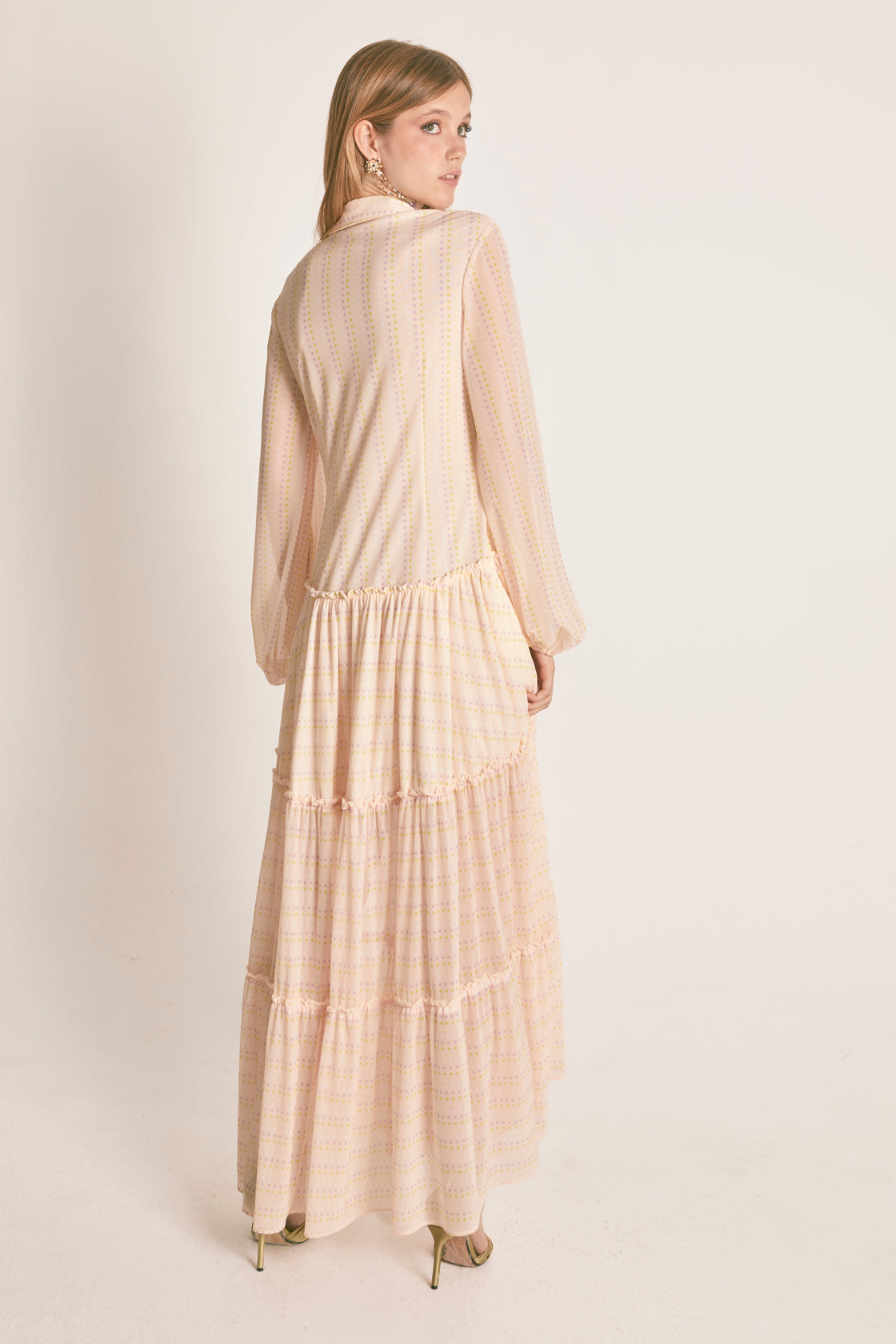 MAXI VESTIDO MESH  LUNARES NUDE