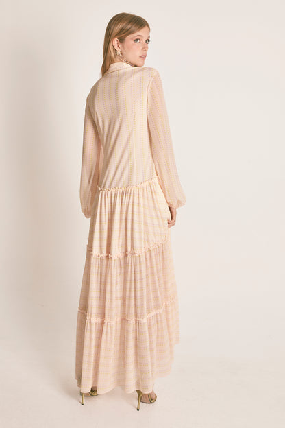 MAXI VESTIDO MESH  LUNARES NUDE