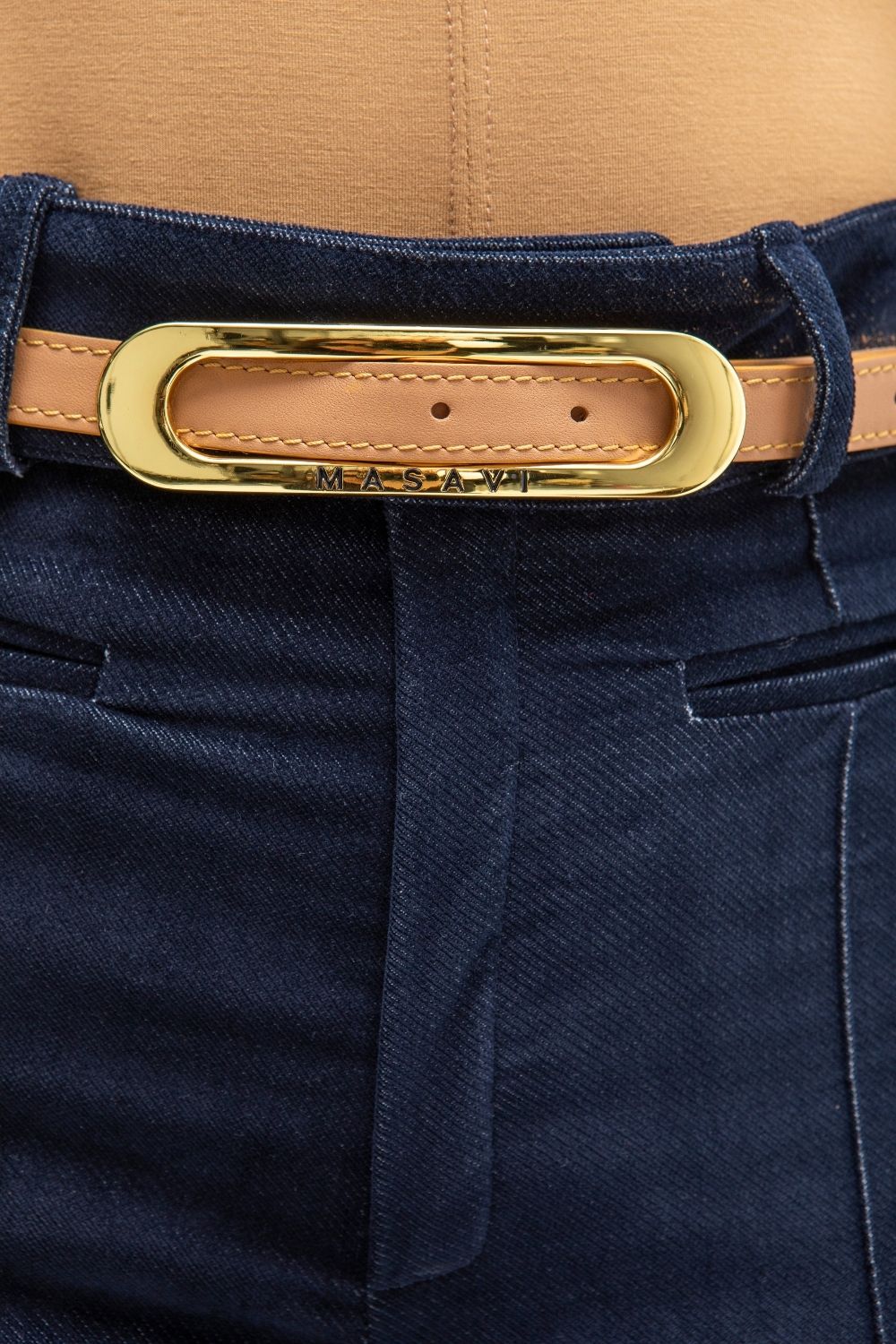 CINTURON PIEL CAMEL ORO