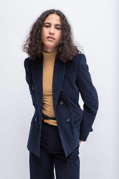 BLAZER KARWAR TERCIOPELO AZUL MARINO