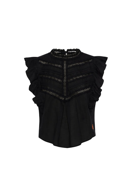 Blusa Puntillas Peace Lino Negro