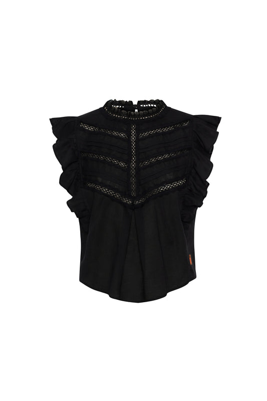 Blusa Puntillas Peace Lino Negro